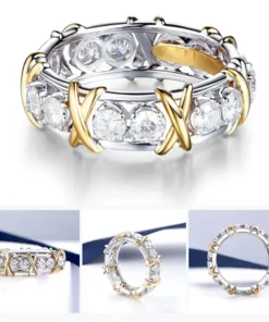 Gold-Plated Dichroic Inlaid Zircon Ring