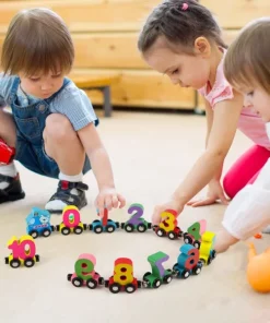 Numbers And Letters Magnetic Train Puzzle Wooden Toy Car