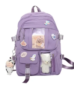 Popular Pink Purple Color Girls High School Student Backpack Bags