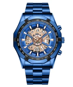 UTHAI Men's Watch Light Luxury Business Hollow Glow Pointer Waterproof Stainless Steel Metal Strap Quartz Watch H169