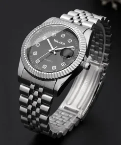 Fashion Diamond Calendar Mens Watches Business Luxury High Quality Quartz Watch For Men Stainless Steel Wristwatch Reloj Hombre