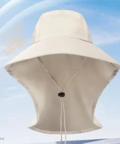 Wide Brim Sun Hat with Neck Flap for men women Adjustable Outdoor 50+UPF Protection Safari Cap Hiking Fishing Hat