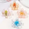 4 Pcs Small Mixed Colors Hair Claw Clips for Women and Girls, Twinkle Claw Flower Shaped for Thin Hair