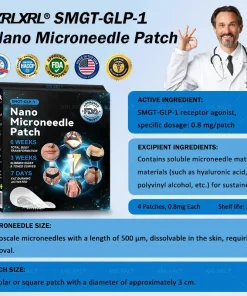 XRLXRL® Nano Microneedle Patch with SMGT-GLP-1 & Matrixyl 3000 – Slimming, Skin Tightening, Blood Sugar Support, No Injection, 7-Day Result