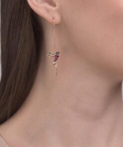 Ladies Elegant Hummingbird Rhinestone Stud Earrings