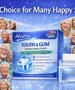 Alvetra® Fast-Dissolving Tooth & Gum Care Strips 5-in-1 Daily Care for a Cleaner, Brighter, Healthier Smile