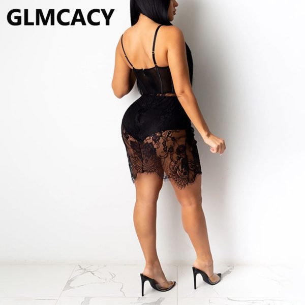 Eyelash Lace Bodice Sheer Mesh Dress - Image 2