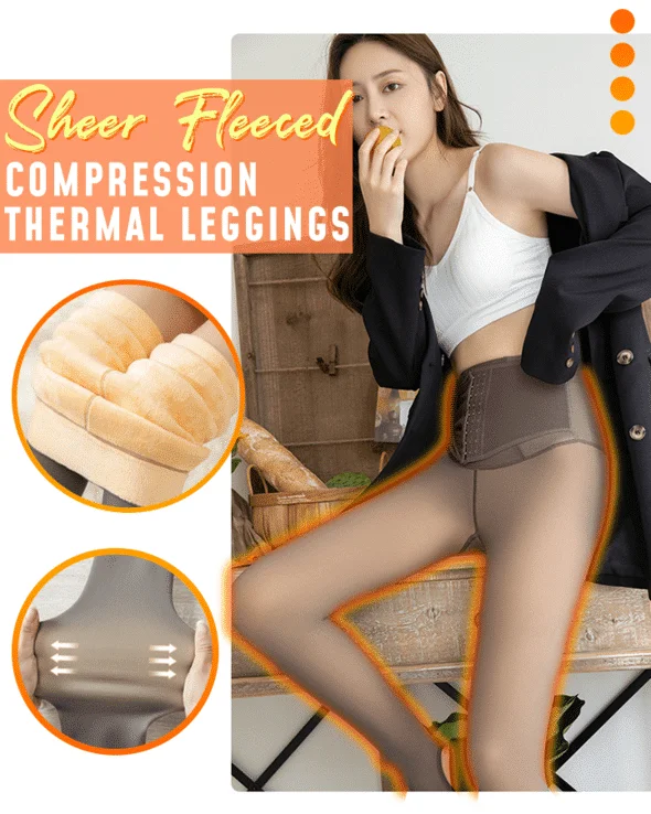Sheer Fleeced Compression Thermal Leggings - Image 2