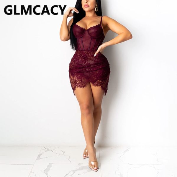 Eyelash Lace Bodice Sheer Mesh Dress - Image 3