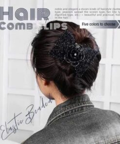 Elastic Beaded Hair Comb Clips (Random Color)