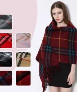 Plaid Shawl Wrap With Pockets