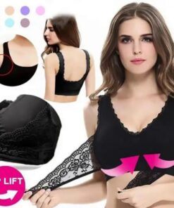 Wireless Front Cross Buckle Lace Lift Bra
